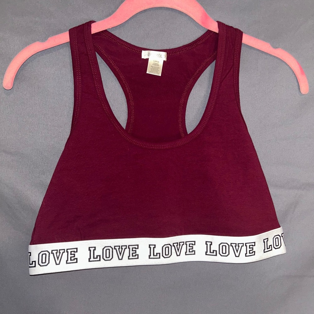Bozzolo Burgundy‎ LOVE Racerback Crop Bralette Top Large